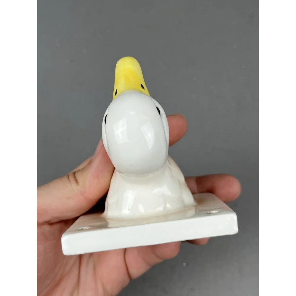 Vintage Ceramic Apron Towel Hook Holder Lot 2 Piece Chicken Duck Head & Hardware